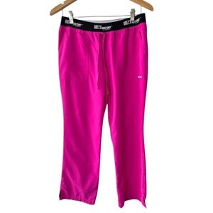 Greys Anatomy by Barco Active Scrub Pants Pink Medium Drawstring Logo Waistband
